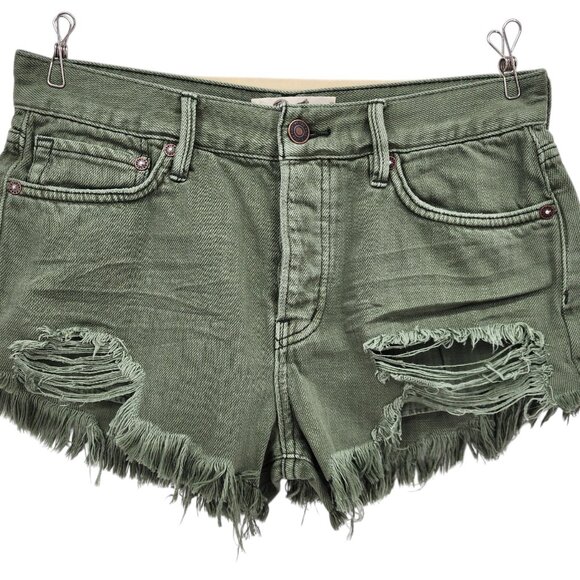 Free People We The Free Womens 26 Shorts Loving Good Vibrations Cut Off Jean - Picture 2 of 10